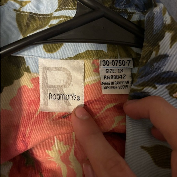 Roaman’s Floral Longsleeve Button Up Shirt Size 1X RN88842 NWOT Pockets - Picture 10 of 16